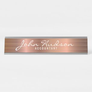 Elegantes Copper Script Moderne Schreibtischnamens Schreibtischnamensplakette