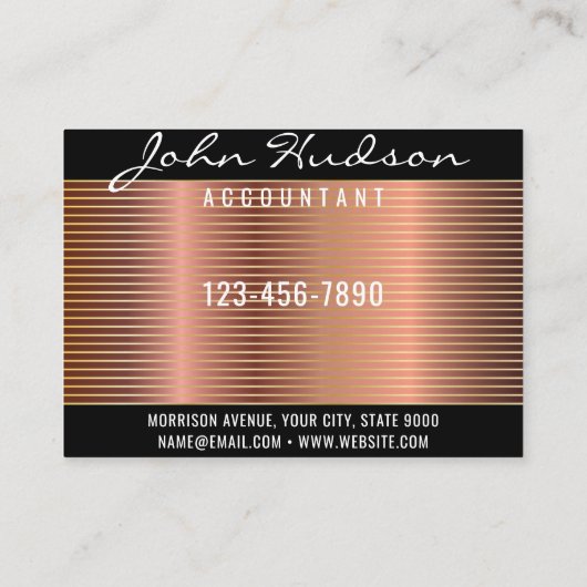 Elegantes Copper Script Modernes Design 3.5x2.5 Visitenkarte (Rückseite)