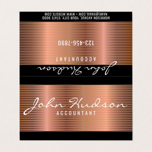 Elegantes Copper Script Modernes Design 3.5x2 Visitenkarten (Außenseite Aufgefaltet)