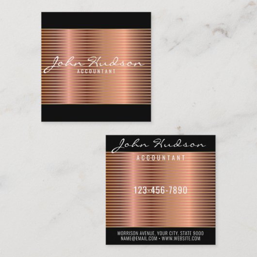 Elegantes Copper Script Modernes Design Quadratische Visitenkarte (Vorne/Hinten)