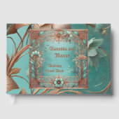 Elegantes Copper Turquoise Gästebuch (Vorderseite)