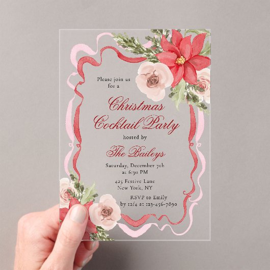 Elegantes Coquette Blumencocktail Party Acryleinladungen (Insitu (Handheld))