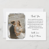 Elegantes Coquette Bow Frame Chic Wedding Foto Dankeskarte (Vorderseite)
