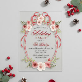 Elegantes Coquette Floral Weihnachten Party Acryleinladungen