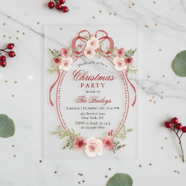 Elegantes Coquette Floral Weihnachten Party Acryleinladungen