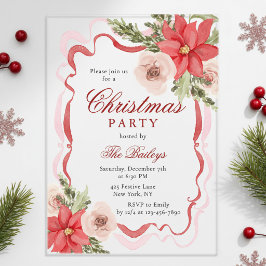Elegantes Coquette Floral Weihnachten Party Acryleinladungen