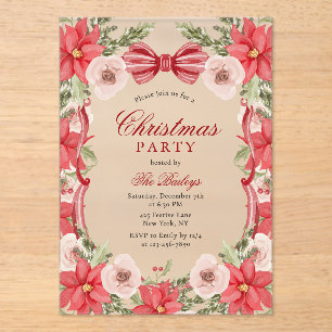 Elegantes Coquette Floral Weihnachten Party Acryleinladungen