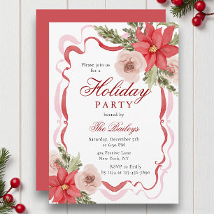 Elegantes Coquette Floral Weihnachten Party Einladung
