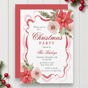 Elegantes Coquette Floral Weihnachten Party Einladung