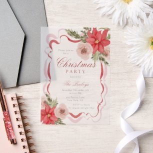 Elegantes Coquette Floral Weihnachten Party Pergament Einladungen