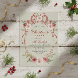 Elegantes Coquette Floral Weihnachten Party Pergament Einladungen