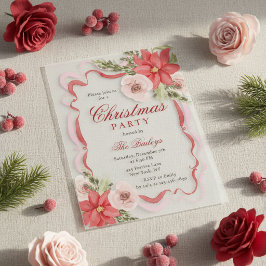 Elegantes Coquette Floral Weihnachten Party Pergament Einladungen