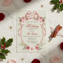 Elegantes Coquette Floral Weihnachten Party Pergament Einladungen