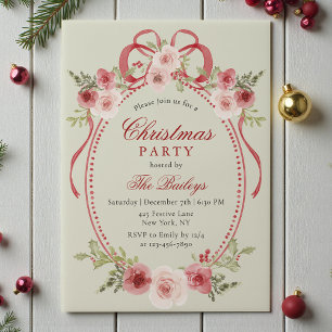 Elegantes Coquette Floral Weihnachten Party Pergament Einladungen