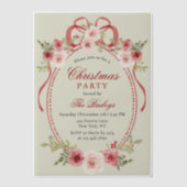 Elegantes Coquette Floral Weihnachten Party Pergament Einladungen (Vorderseite)