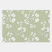 Elegantes Coquette Green Kleeblatts Set von 3 Geschenkpapier Set (Vorderseite 3)
