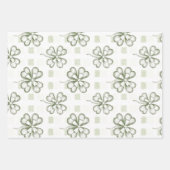 Elegantes Coquette Green Kleeblatts Set von 3 Geschenkpapier Set (Vorderseite 2)