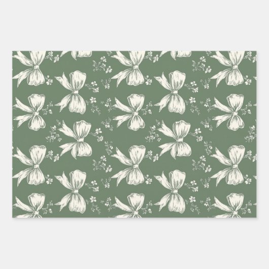 Elegantes Coquette Green Kleeblatts Set von 3 Geschenkpapier Set (Vorderseite)