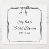 Elegantes Coquette Hand Drawn Bow Niedliches Braut Schaumweinetikett (Einzelnes Label)