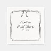 Elegantes Coquette Hand Drawn Bow Niedliches Braut Serviette (Vorderseite)