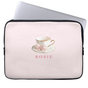 Elegantes Coquette Preppy Pink Teacup mit Bow Laptopschutzhülle