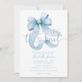 Elegantes Coquette Ribbon Bow Blue Brautparty Einladung (Vorderseite)