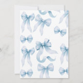 Elegantes Coquette Ribbon Bow Blue Brautparty Einladung (Rückseite)