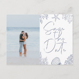 Elegantes Coral Beach Foto der Marine Save the Dat Einladungspostkarte