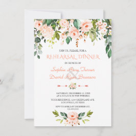 Elegantes Coral Blume Probe Abendessen Einladung