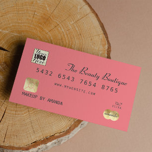 Elegantes Coral Gray Gold Luxury Credit Card Logo Visitenkarte