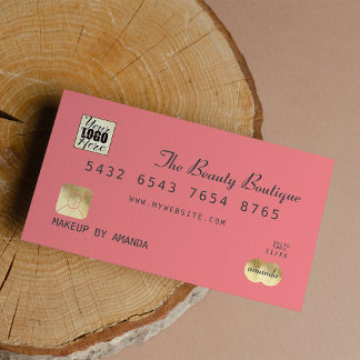Elegantes Coral Gray Gold Luxury Credit Card Logo Visitenkarte