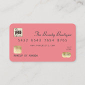 Elegantes Coral Gray Gold Luxury Credit Card Logo Visitenkarte (Vorderseite)