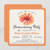 Elegantes Coral Orange Blumenbeet Party Einladung (Vorne/Hinten)