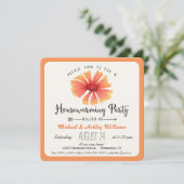 Elegantes Coral Orange Blumenbeet Party Einladung (Stehend Vorderseite)
