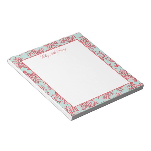 Elegantes Coral Pattern Notepad Notizblock (angewinkelt)