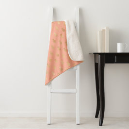 Elegantes Coral Pink und Gold Ananas Muster Sherpadecke