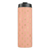 Elegantes Coral Pink und Gold Ananas Muster Thermosbecher (Vorderseite)