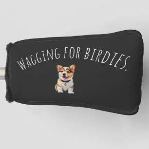 Elegantes Corgi in Matt-Schwarz 'Wedelt nach Birdi Golf Headcover