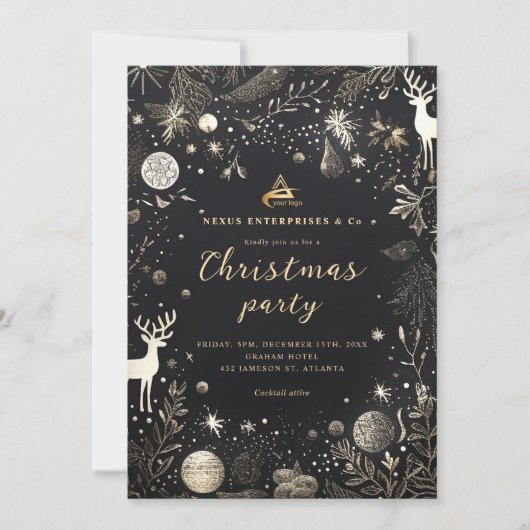 Elegantes Corporate Christmas Party Business Holid Einladung (Vorderseite)