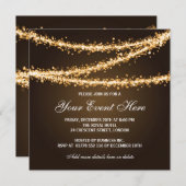 Elegantes Corporate Party Gold String Lights Einladung (Vorne/Hinten)