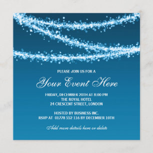 Elegantes Corporate Party String Lights Blau Einladung