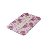 Elegantes Cottagecore-Lila-Blumenmuster Badematte (Schrägansicht)