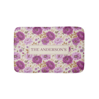 Elegantes Cottagecore-Lila-Blumenmuster Badematte