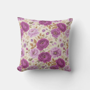 Elegantes Cottagecore Lila Blumenmuster Kissen