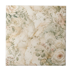 Elegantes Cottagecore-Marmor-Botanik-Homedekor Fliese