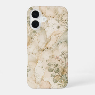 Elegantes Cottagecore-Marmor-Botanik-Technik iPhone 16 Hülle