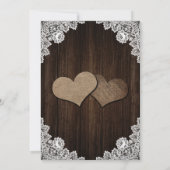 Elegantes Country Burlap Floral Lace Wood Wedding Save The Date (Rückseite)