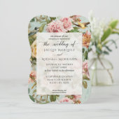Elegantes Country Chic Rose Blume Bird Wedding Einladung (Stehend Vorderseite)