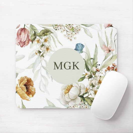 Elegantes Country Floral Monogramm Mousepad (Mit Mouse)