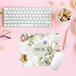 Elegantes Country Floral Monogramm Mousepad